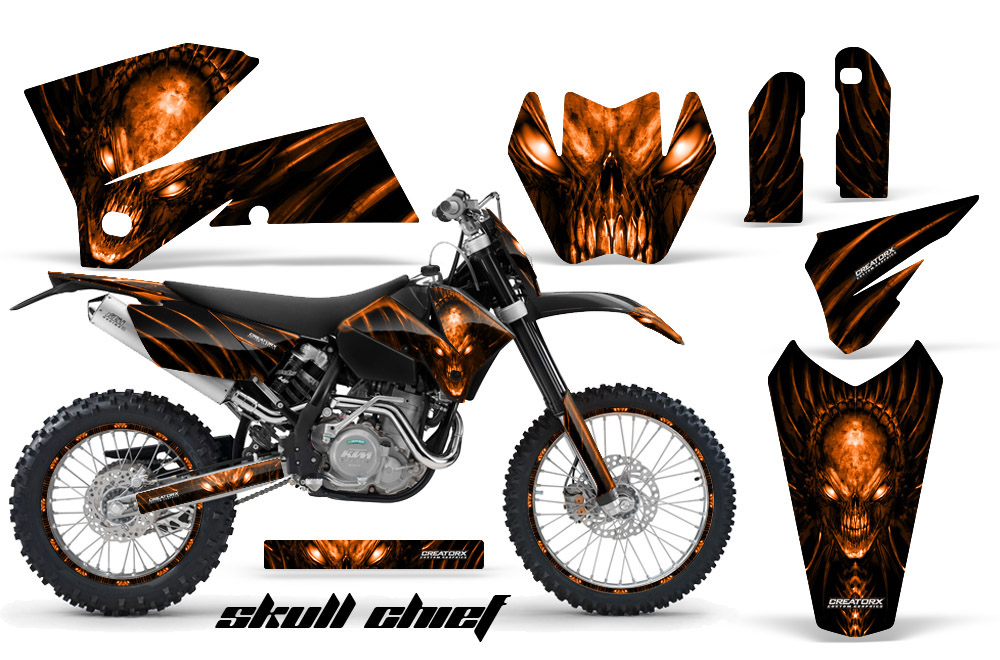 KTM C4 Graphics Kit Skull Chief Orange BB NP Rims